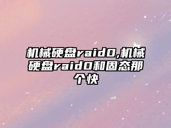 機械硬盤raid0,機械硬盤raid0和固態那個快