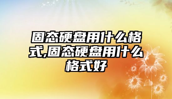 固態硬盤用什么格式,固態硬盤用什么格式好